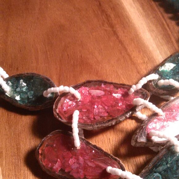 Multicolor Shell and Resin, Turquoise Color Beaded Necklace - Picture 9 of 15